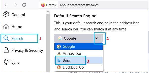 Firefoxのデフォルトの検索エンジンをBingに変更する