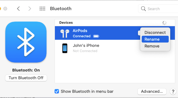 MacでAirPodsの名前を変更する