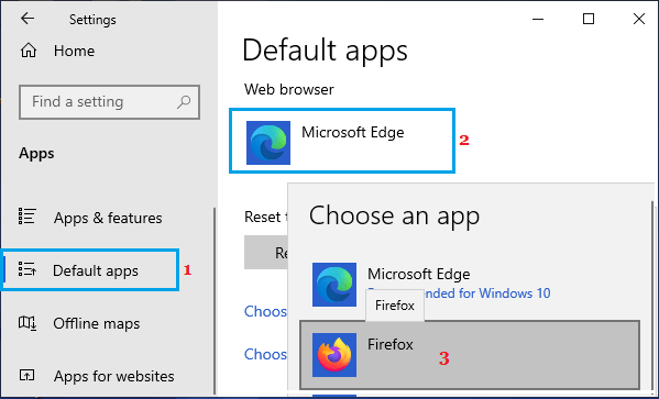 WindowsでFirefoxをデフォルトブラウザとして使用する。