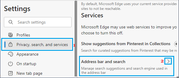 Microsoft Edgeのアドレスバーと検索オプションの管理