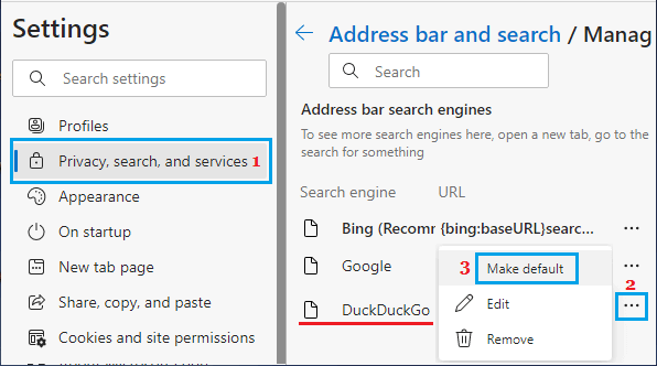 Microsoft EdgeでDuckDuckGoをデフォルトの検索エンジンに設定する