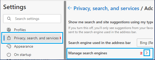 Microsoft Edgeの検索エンジンの管理オプションについて
