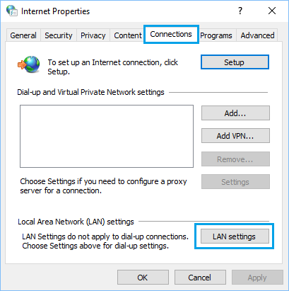 WindowsのLAN設定オプション