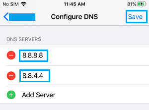 iPhoneでGoogle DNSサーバーを追加する