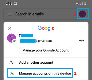 Gmailのアカウント管理オプション