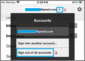 Gmailアプリのすべてのアカウントからサインアウトするオプションについて