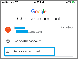 Gmailアプリでアカウントオプションを削除する