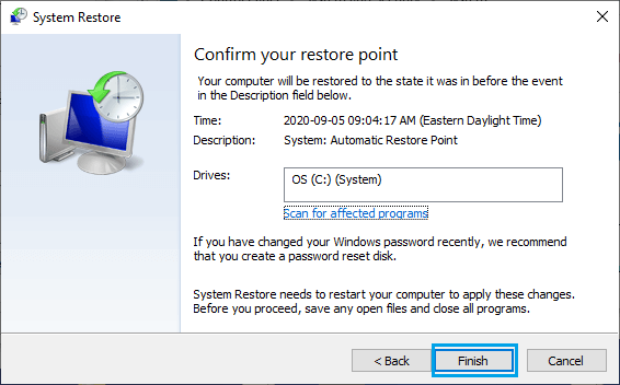 Windowsコンピュータのシステムリストア