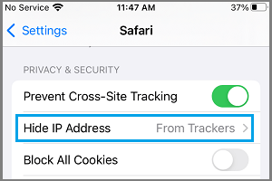 iPhoneのSafariでIPアドレスを隠すオプション