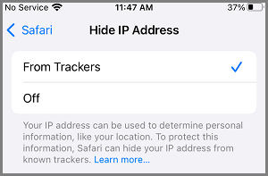 iPhoneのSafariブラウザーでトラッカーからIPアドレスを隠す