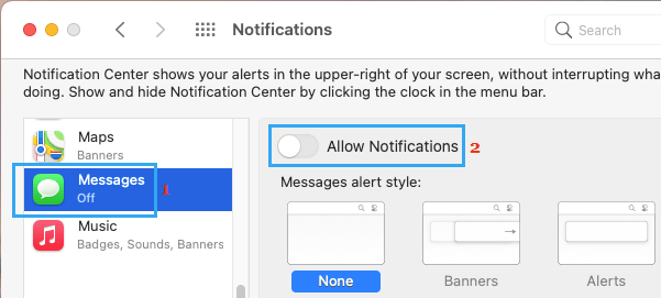 MacでiMessageの通知を無効にする。
