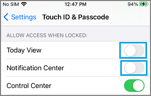 iPhoneのロック画面で通知センターとToday Viewを無効にする