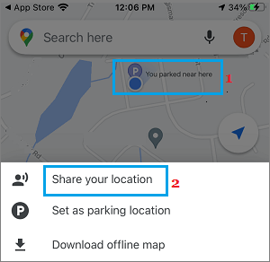 Googleマップで駐車場の場所を共有するオプション