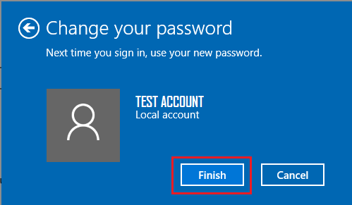 Windowsのパスワード変更プロセスの終了