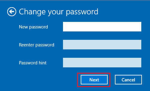 Windowsのパスワード変更画面