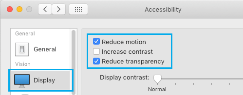 Macでモーションと透明度を減らす
