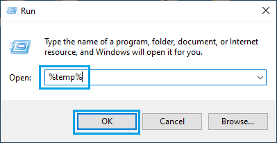 WindowsのRunコマンドでTemp Folderを開く。