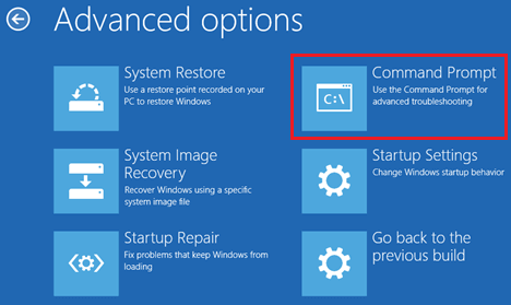 Windows 10のトラブルシューティングオプションでコマンドプロンプトを使用する