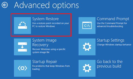Windowsの詳細オプション画面でのシステムの復元オプションについて
