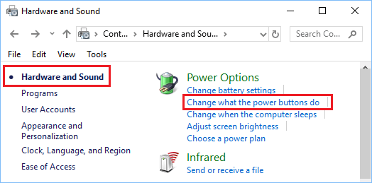 Windows 10で電源ボタンの動作を変更するオプションについて