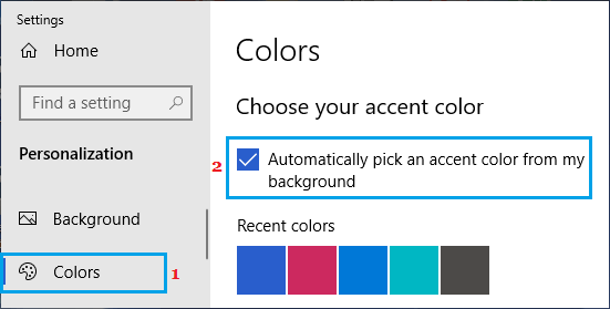 Windowsの背景色からアクセントカラーを自動的に選択する機能