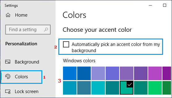 Windowsのアクセントカラーオプションの選択