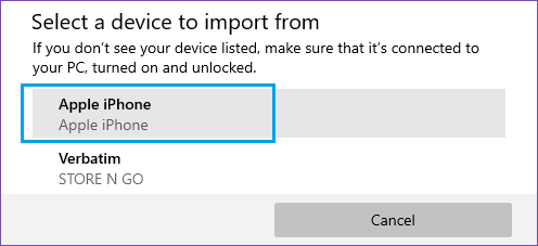 Windowsの写真アプリで「デバイスのインポート」を選択する