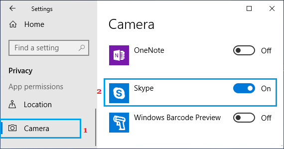 SkypeがWindowsカメラにアクセスできるようにする