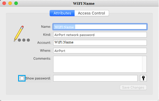 MacでWiFiパスワードのオプションを表示する