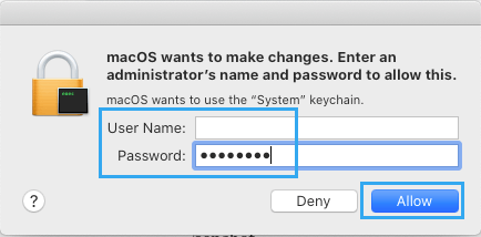 Macで管理者パスワードを入力してキーチェーンアクセスを許可する