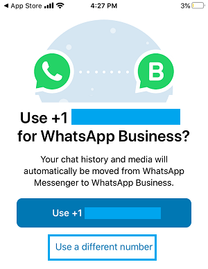 WhatsApp ビジネスで別の電話番号を使用する