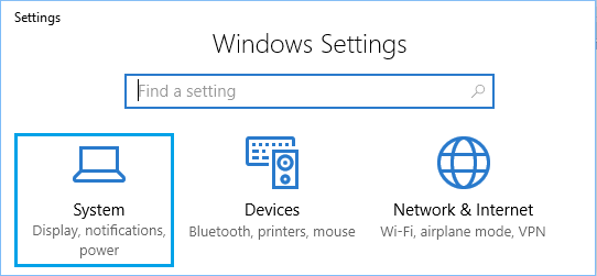 Windowsの設定画面でのシステムアイコン