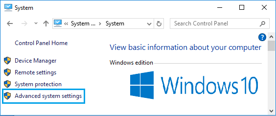 Windows 10の高度なシステム設定オプション