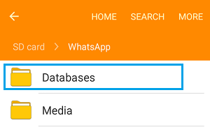 アンドロイド携帯の WhatsApp データベースフォルダ