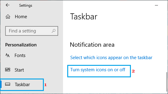 Windowsのシステムアイコンの表示/非表示オプション