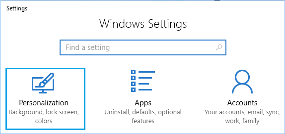 Windowsの設定画面での個人設定オプション