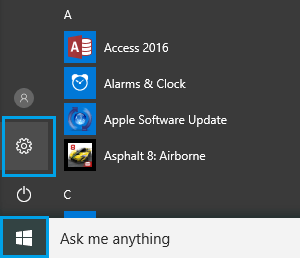 Windows 10のスタートボタンと設定アイコン