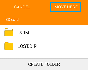 AndroidのSDカードで「ここに移動」オプション