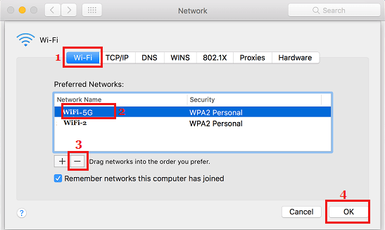 MacでWiFiネットワークを削除する