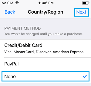 App Storeの支払い方法を選択する