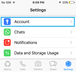 iPhone の WhatsApp 設定画面にアカウントオプションが追加されました。