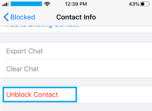 iPhone の WhatsApp で連絡先のブロックを解除する