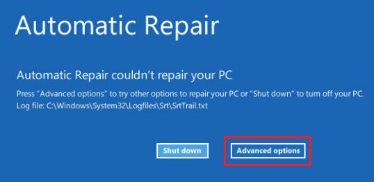 Windows 10の自動修復画面