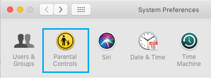 Macのシステム環境設定画面の「ペアレンタルコントロール」タブ