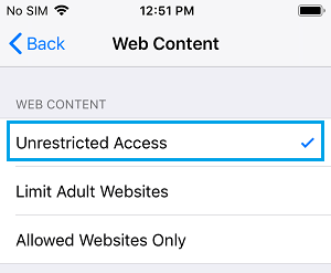iPhoneでWebサイトへのアクセス制限を解除する。
