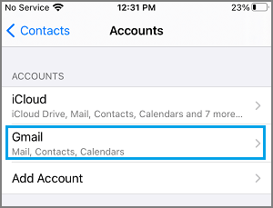 iPhoneでGmailのアカウントを選択する