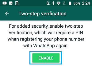 WhatsApp の二段階認証機能を有効にする