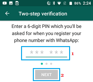WhatsApp の 6 桁の PIN 設定