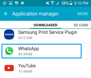 Android端末のアプリケーションマネージャー画面でのWhatsAppの表示について