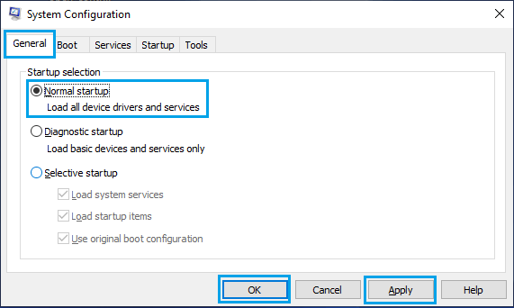 Windowsのシステム設定画面における通常のスタートアップオプション